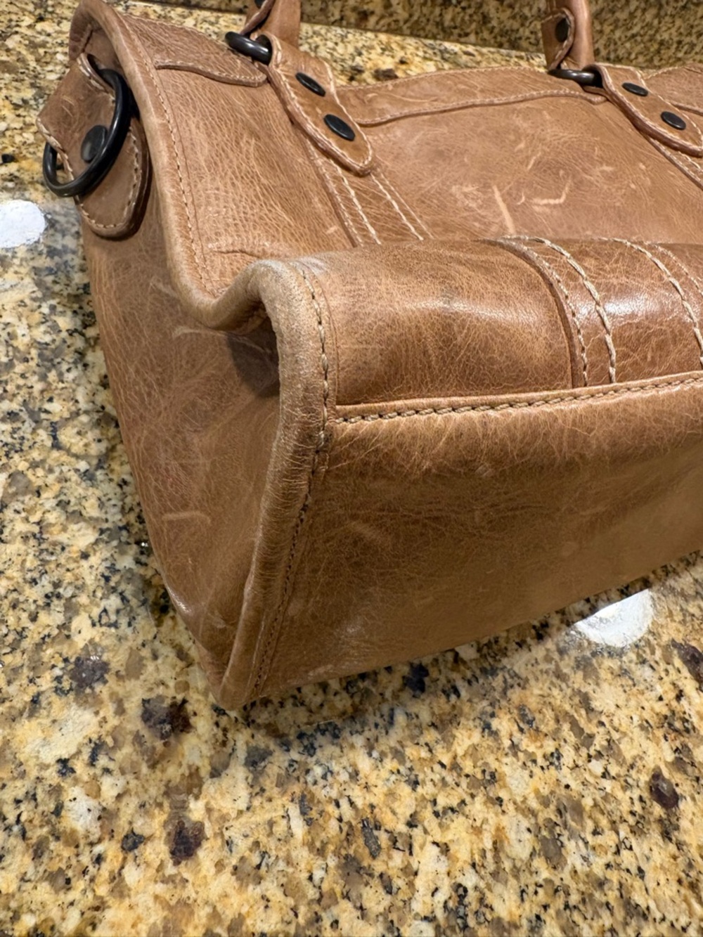 Frye Melissa Satchel in Beige Leather Classic Style W Dust Bag - Picture 9 of 15